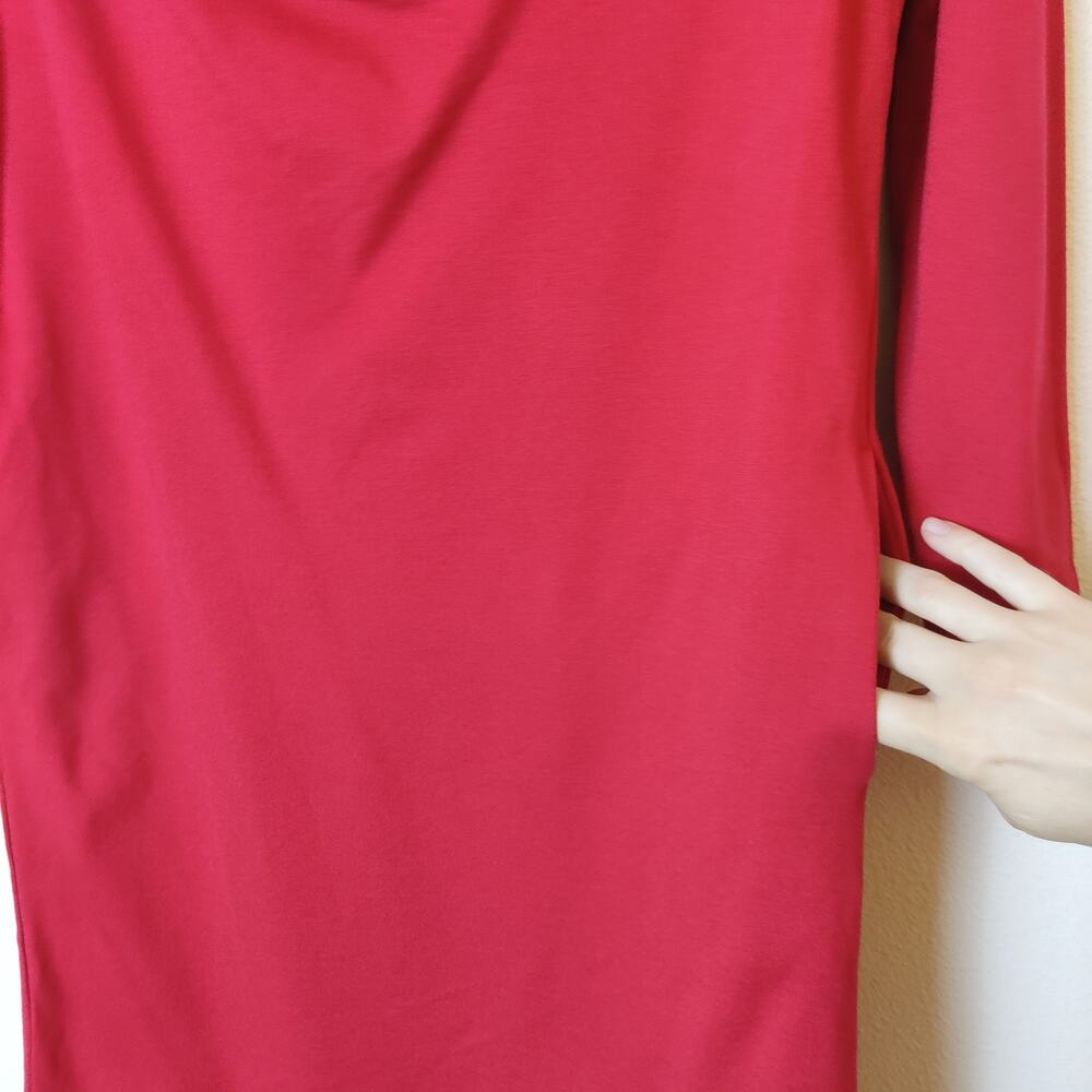 Le Muse Red Tube Dress Chic Cowl Neck Large Lagenlook Minimalist Quiet Luxury - Picture 6 of 14